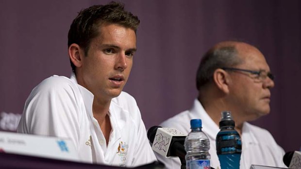 Defending his swimmers ... Leigh Nugent, right, pictured with Eamon Sullivan.