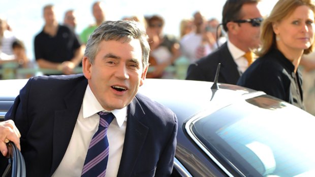 Gordon Brown arrives in Brighton.