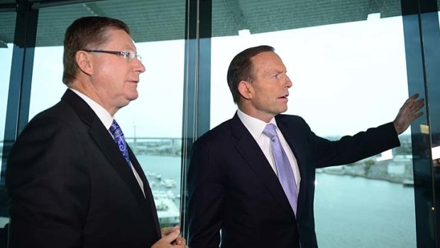 Denis Napthine and Tony Abbott. Their governments will announce the first winners of grants for projects using new technologies that process brown coal to a better quality.