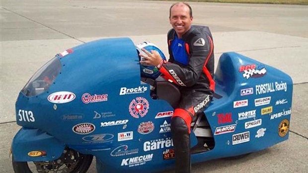 Fast lane: Bob Warner with his modified turbocharged Suzuki Hayabusa.