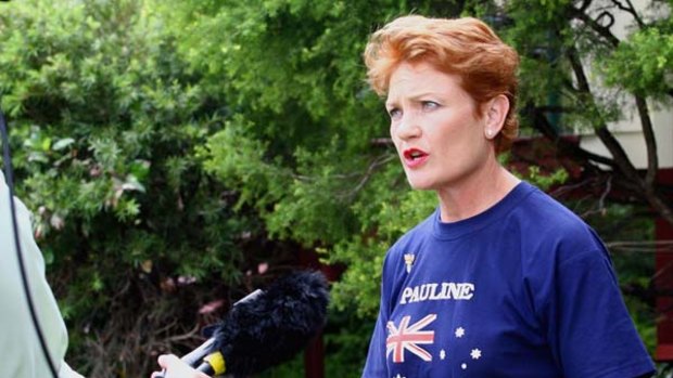 Pauline Hanson  ...  red faced.