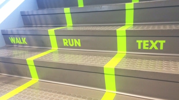 Utah Valley University's new text, walk and run stairs.