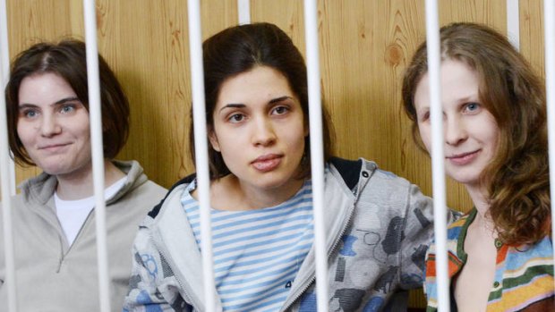 Jailed Pussy Riot members (from left) Ekaterina Samutsevich,  Nadezhda Tolokonnikova and Maria Alyokhina.