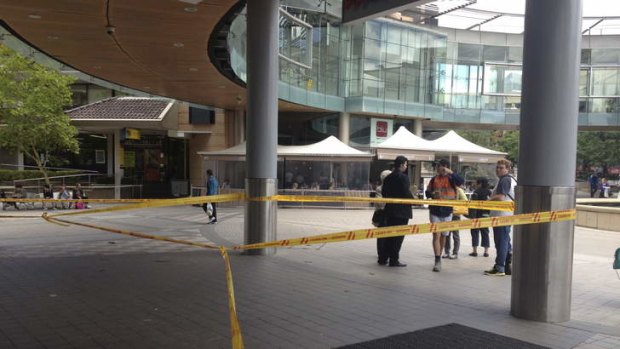 Taped off: entrances to Westfield Hornsby  were closed.