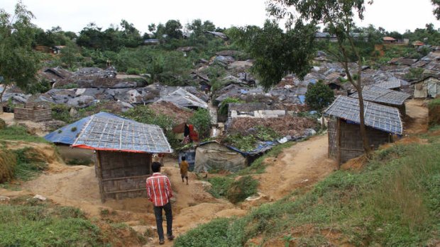 Kutupalong New Camp on the Burma-Bangladesh border. More than 55,000 Rohingya refugees from Burma live here, jammed into low, wooden shanties covered with plastic bags to keep the monsoon rain out.