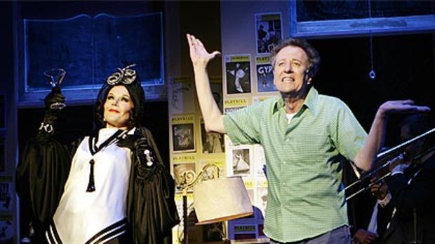 Geoffrey Rush onstage with Rhonda Burchmore in The Drowsy Chaperone, in Melbourne this year.