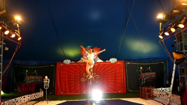 Unicyclist Mariya Abisheva from Ashton Circus has the best seat in the house.