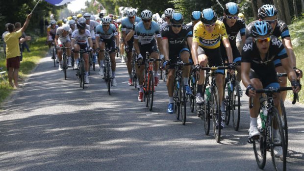 Stand out: Race leader Chris Froome of Team Sky competes in stage 12 of the Tour.