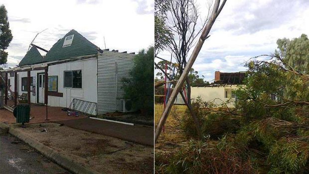 These photos, taken by Kevin Lockyer and provided by perthweatherlive.com show the damage wrought by Tuesday's storm in Karlgarin.