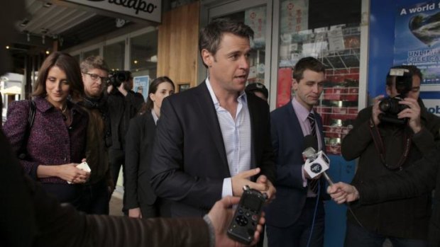 Rodger Corser as David McLeod on the campaign trail in Party Tricks.