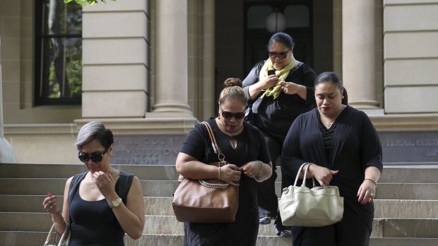 Ms Namoa's mother, centre, following an earlier court appearance.