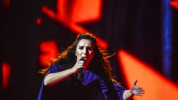 Ukraine's Jamala performs her winning song "1944"  during the 2016 Eurovision Song Contest final.