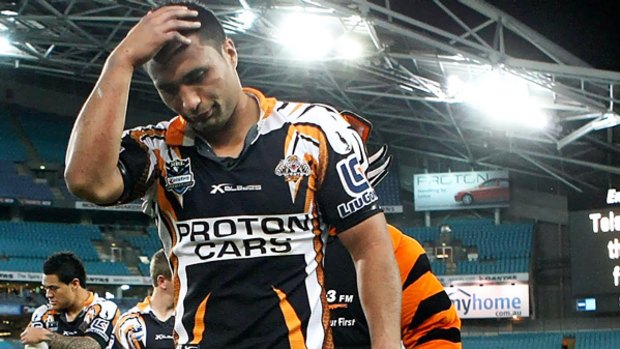Health fears . . . Paul Whatuira, when he played for the Wests Tigers.