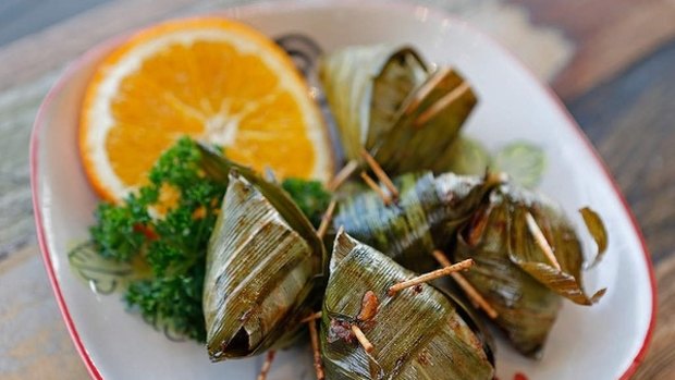 22 Gai Hor Bai Toey (deep fried chicken wrapped in pandan leaves) at Thaiger Rabbit Thai in Abbotsford.