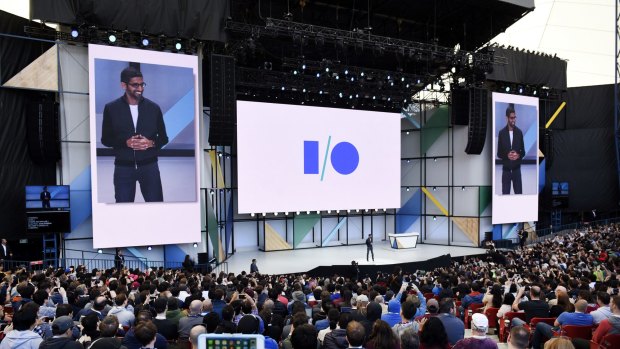 Sundar Pichai, chief executive officer of Google, speaks at Google I/O.