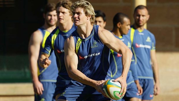 Disciplined &#8230; Berrick Barnes at a training session with the Wallabies at Victoria Barracks yesterday in the lead-up to the Bledisloe Cup this Saturday.