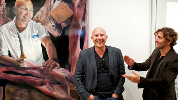 Meaty matters ... the packing-room prize winner, Vincent Fantauzzo, with his subject, the chef Matt Moran.