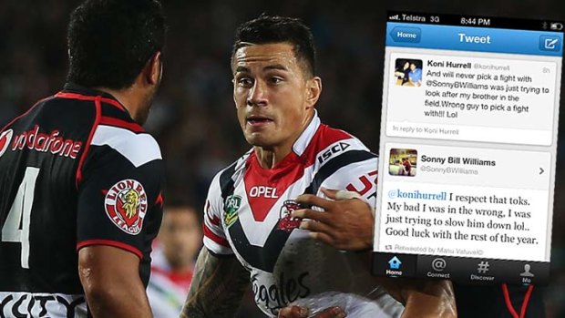 Sweet as: Here's the tweet that shows there's no lasting ill will between Sonny Bill Williams and Konrad Hurrell.