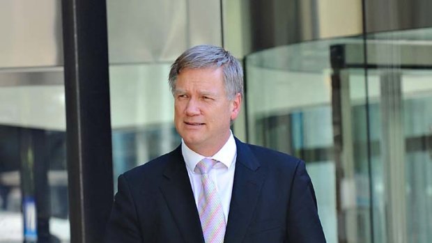 <em>Herald Sun</em> columnist Andrew Bolt leaves  court. He occasionally sighed heavily and looked annoyed as he gave testimony.