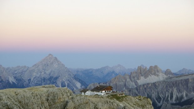 Rifugio Lagazuoi in the Dolomites in Italy.