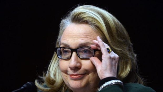 Hillary Clinton wearing glasses after a fall in January, 2013. 