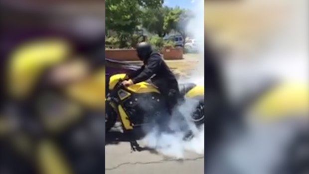 Footage taken and posted on social media showed motorbike riders tearing up the street.