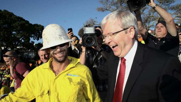 Kevin Rudd makes his high-vis appearance.
