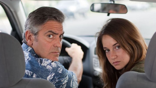 New life ... Matt (George Clooney) and daughter Alexandra (Shailene Woodley).