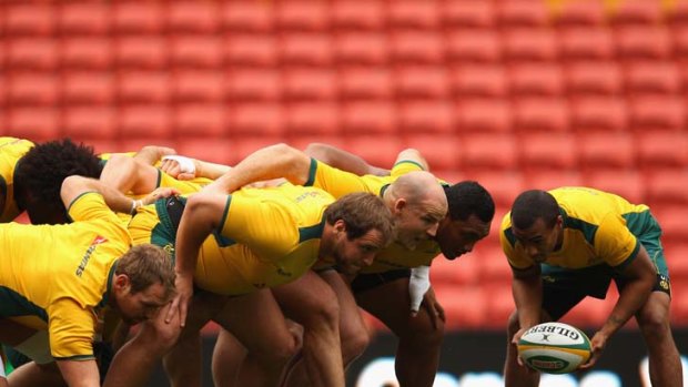 One of the keys to success ... the Wallabies' forward pack.
