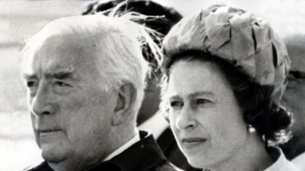 Robert Menzies and the Queen watch the Duke of Edinburgh at the Canberra Polo Club tournament in 1970.