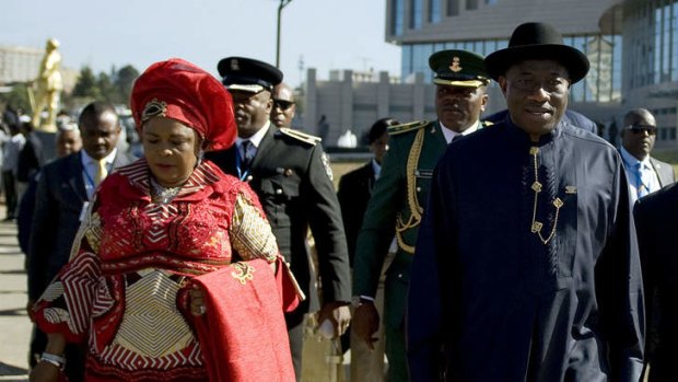 Nigerian President Goodluck Jonathan with his wife Patience.