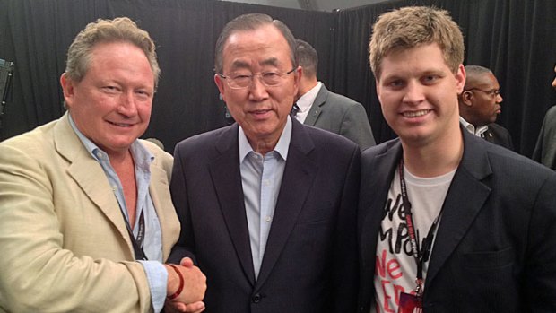 Mining kingpin and philanthropist Andrew Forrest, UN secretary general Ban Ki Moon and Michael Sheldrick.
