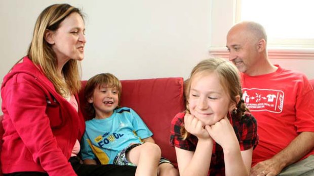 We are family ... Pauline and Michael Bosnich with their two children, Lara, 9, and Daniel, 6, in their Ashfield home.