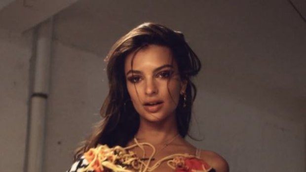 Pasta night ... Emily Ratajkowski in the Love magazine advent calendar. 