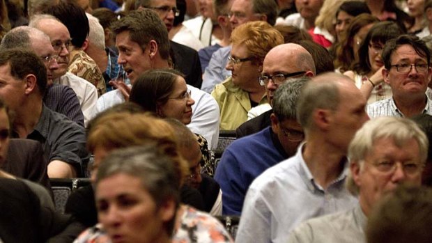 Supporters at a rally for the ousted MLC Principal Rosa Storelli.