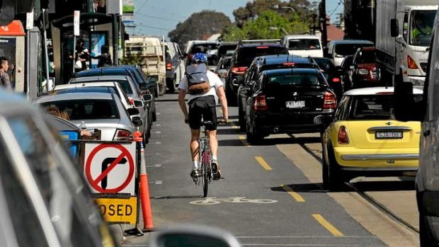 Glenferrie Road will be the first in Melbourne to get an anti-dooring bike lane.