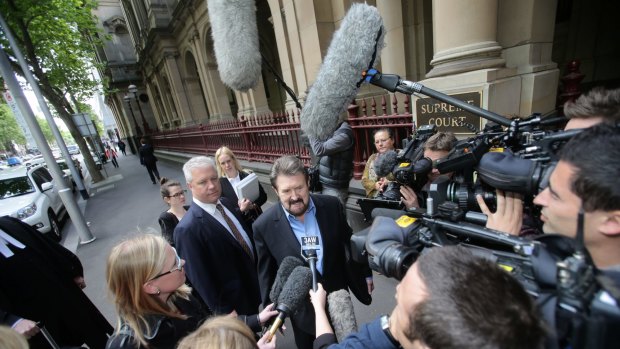 Hinch, pictured arriving at to face charges of contempt over the naming of a sex offender, has made a career out of bellowing his opinions.