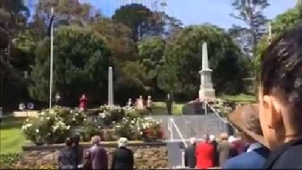 Senator Jacqui Lambie at a Remembrance Day ceremony in Tasmania.
