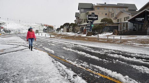 Claire Fitzsimons goes for a walk in the snow ... It's summer in Mt Hotham.