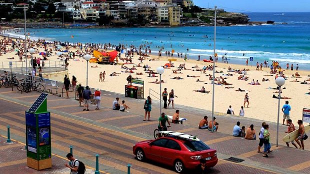 A sunny day at Bondi Beach earlier this month ... games of cricket used to be banned there.