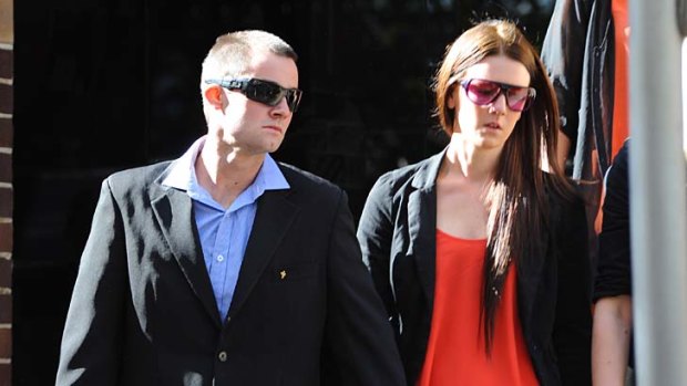 Kaine Daniel Barnett leaves Moss Vale Local Court with an unnamed woman in 2012.