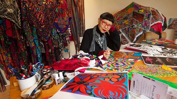 Labour of love ... Jenny Kee at work in her studio in Blackheath.