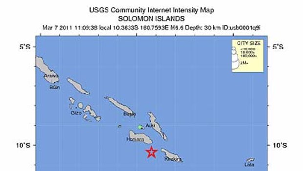 Earthquake off Solomon Islands ... no tsunami affecting the Pacific region is expected.