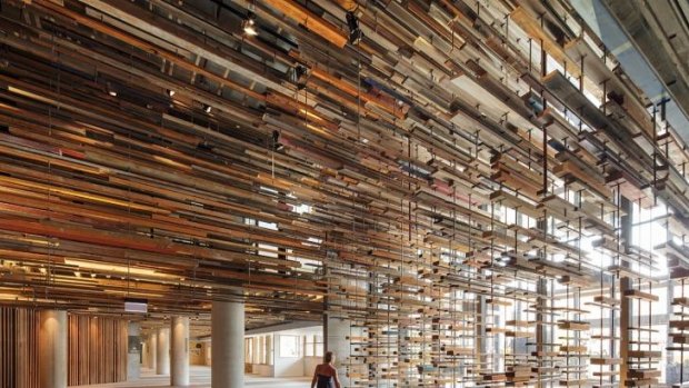 Urban renewal: The striking foyer in Canberra's Hotel Hotel. 