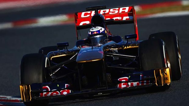 On track &#8230; Daniel Ricciardo on day two of the formula one winter test at the Circuit de Catalunya on Wednesday.