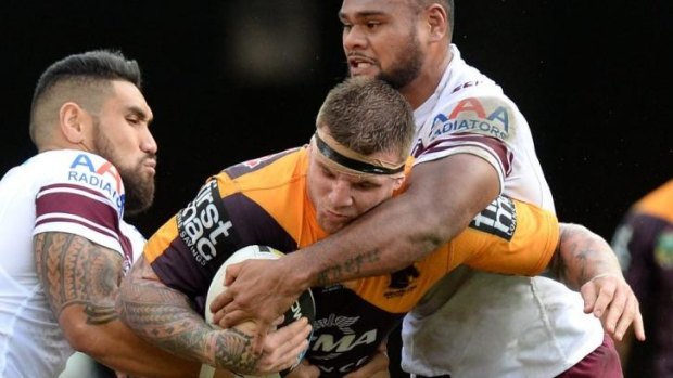 Workhorse: Josh McGuire was a handful for the Sea Eagles defence on Sunday.