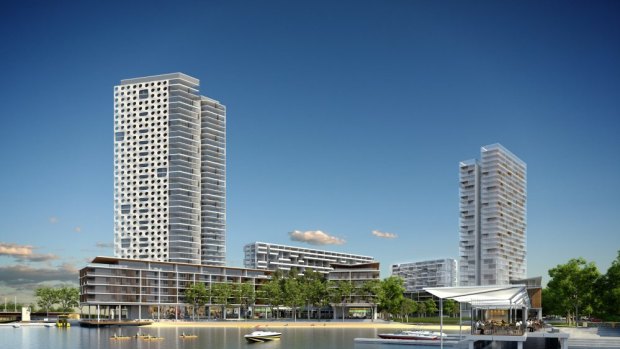 An inner-city beach is part of the new Riverside development. 