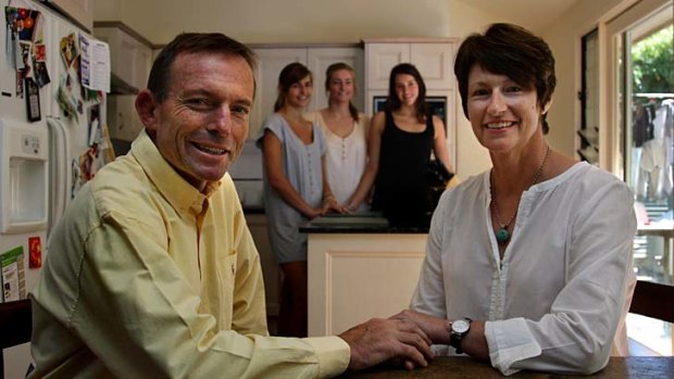 Federal opposition leader Tony Abbott with his wife Margie Abbott, right, and daughters Frances Abbott, 18, Bridget Abbott, 16, and Louise Abbott, 20.