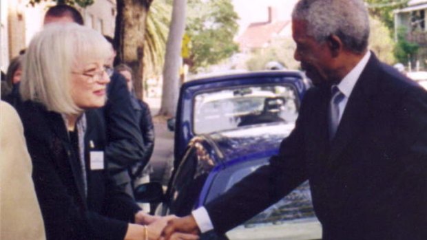 Meredith Burgmann meeting Nelson Mandela.