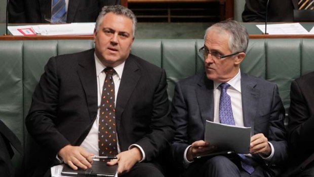 Joe Hockey and Malcolm Turnbull during question time.